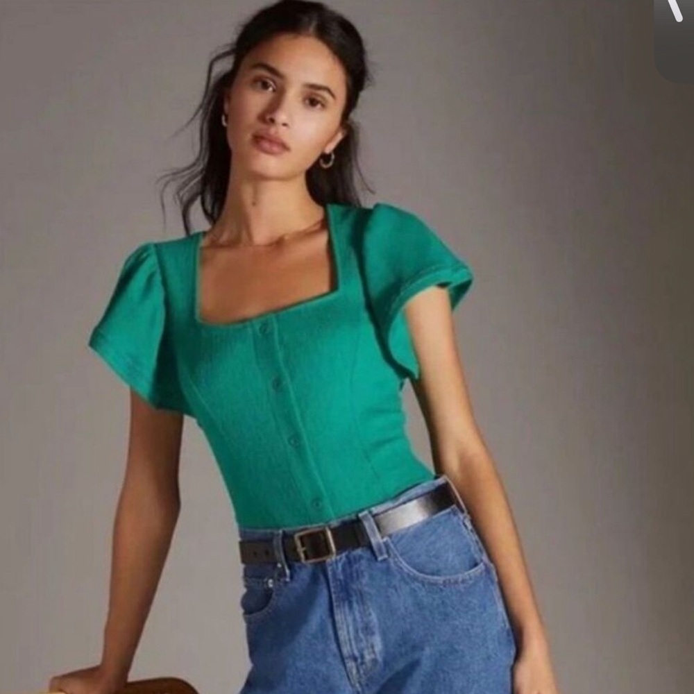 Green Anthropologie Dolan top